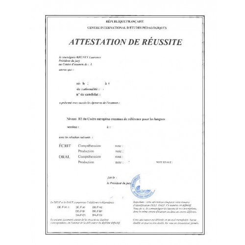 Attestation d'études ou stage