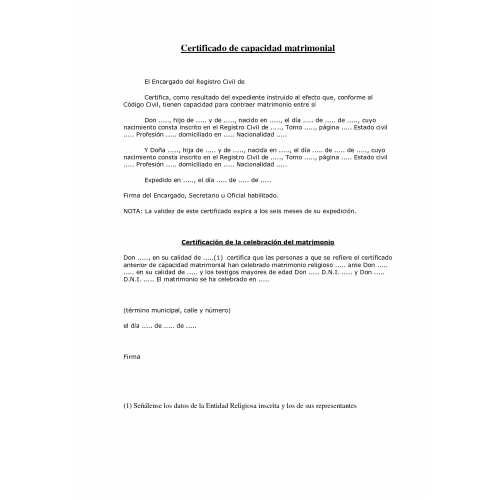 Certificado de capacidad matrimonial