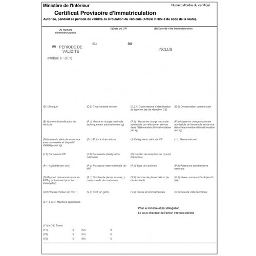Certificat d'immatriculation et Contrôle Technique